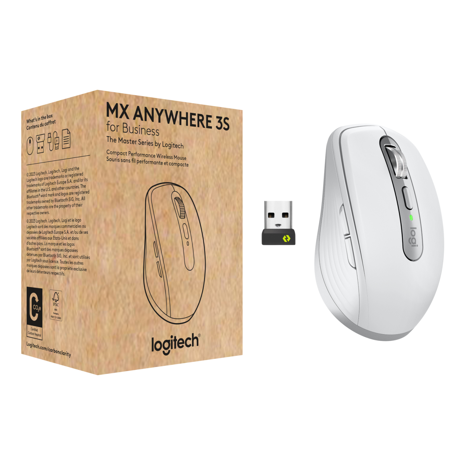 Logitech MX Anywhere 3S for Business mouse Right-hand RF Wireless + Bluetooth Laser 8000 DPI