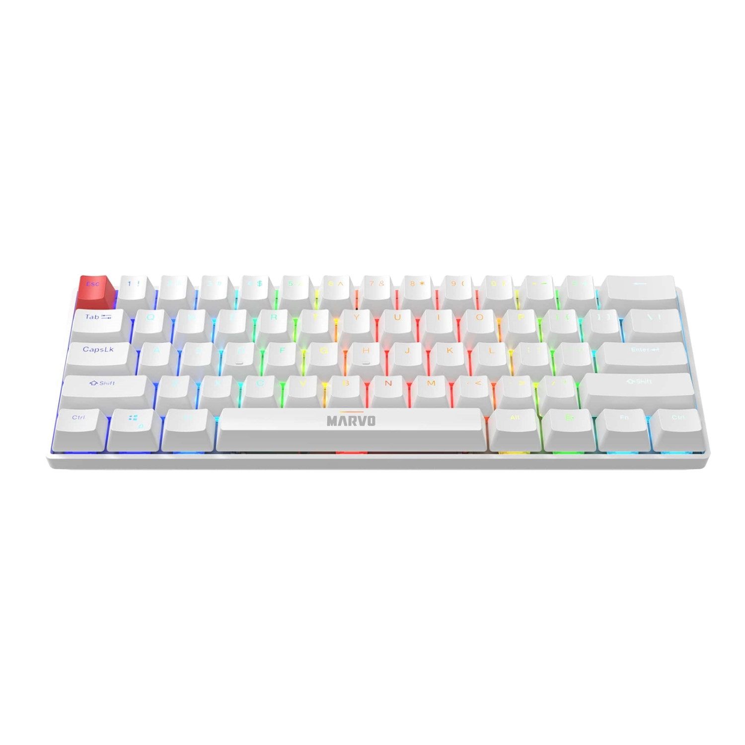MARVO Scorpion KG933G Saber 61 Wired Mechanical RGB 60% UK Layout Gaming Keyboard (White)