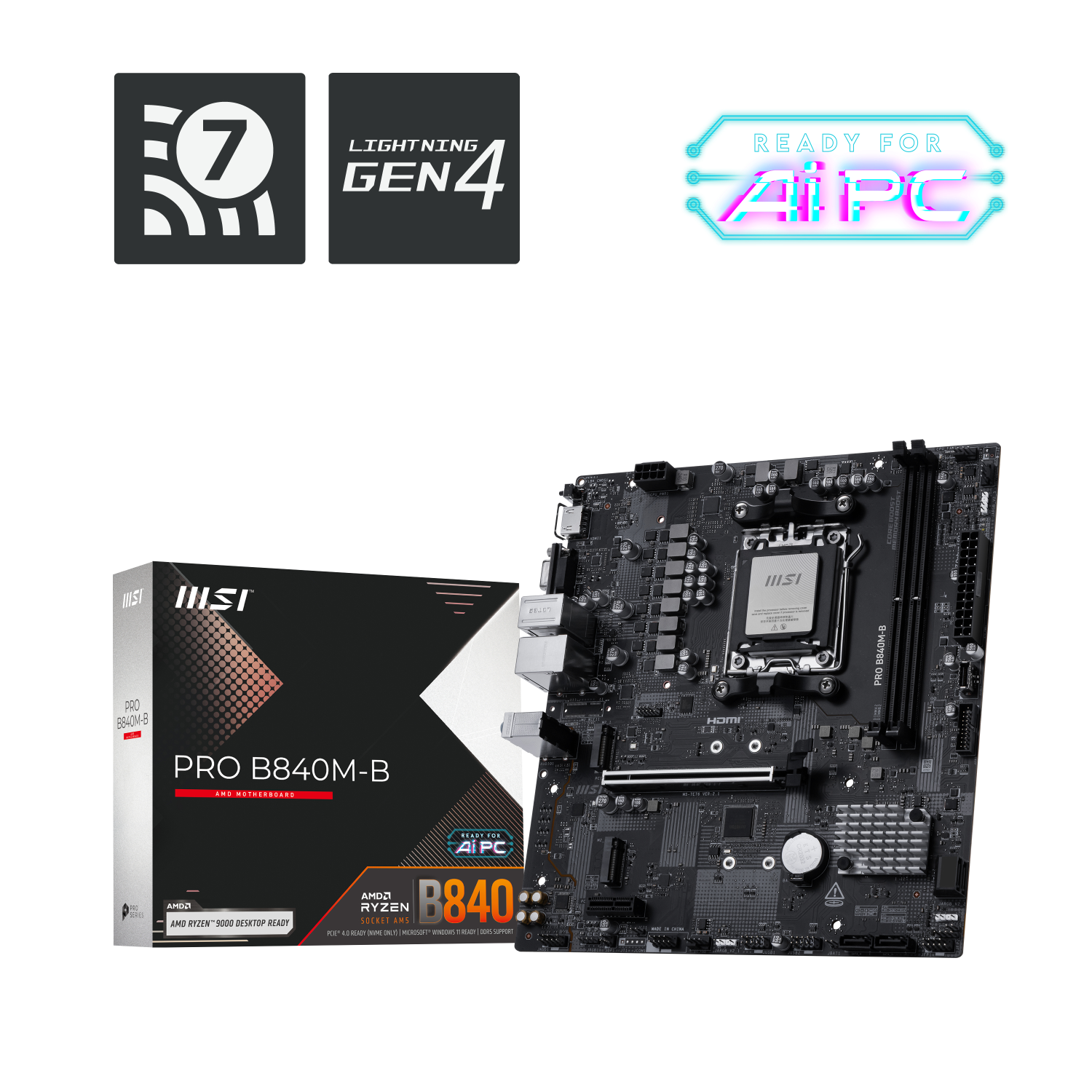 MSI B840M-B Motherboards - Black
