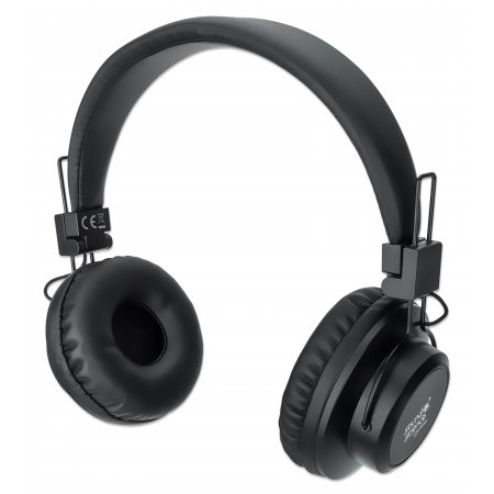 Manhattan Bluetooth On-Ear Headset (Clearance Pricing), Microphone, FM Radio, Integrated Controls, 8 hour usage time, Max Range 10m, MicroSD Card slot, 3.5mm Aux port, Bluetooth v5.0, USB-A charging cable included, Three Year Warranty