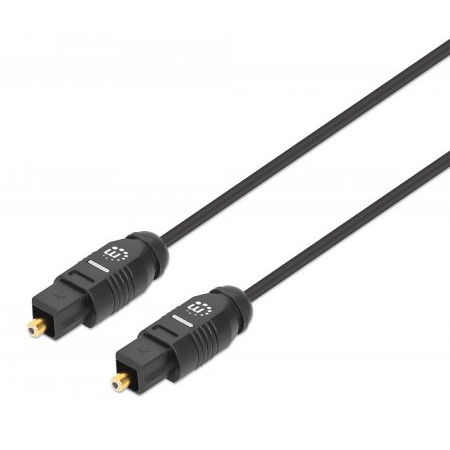 Manhattan Toslink Digital Optical AudioCable, 2m, Male/Male, Toslink S/PDIF, Gold plated contacts, Lifetime Warranty, Polybag
