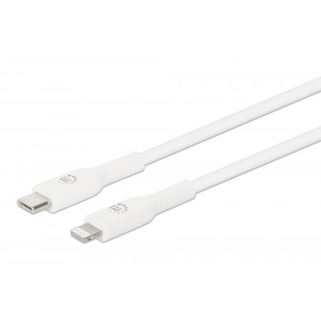 Manhattan USB-C to Lightning Cable, Charge & Sync, 0.5m, White, For Apple iPhone/iPad/iPod, Male to Male, MFi Certified (Apple approval program), 480 Mbps (USB 2.0), Hi-Speed USB, Lifetime Warranty, Box