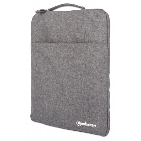 Manhattan Seattle Laptop Sleeve 15.6", Grey, Padded, Extra Soft Internal Cushioning, Main Compartment with double zips, Zippered Front Pocket, Carry Loop, Water Resistant and Durable, Notebook Slipcase, Three Year Warranty