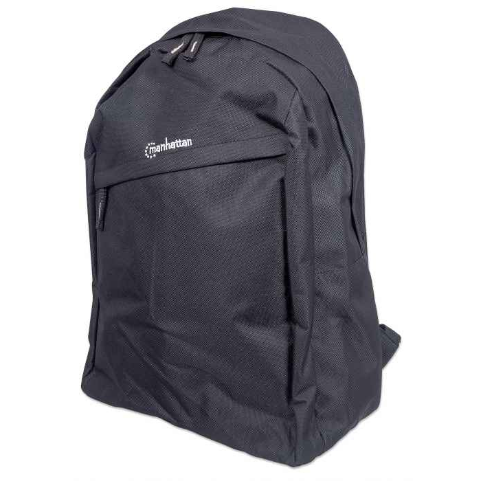 Manhattan Knappack Backpack 15.6", Black, LOW COST, Lightweight, Internal Laptop Sleeve, Accessories Pocket, Padded Adjustable Shoulder Straps, Water Bottle Holder, Three Year Warranty