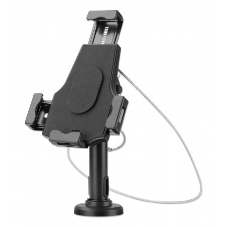 Manhattan iPad & Tablet Desk Stand, Lockable, Wall Mountable, Secure Anti-Theft, 7.9" to 10.5" tablets, 360° Rotation, +/- 70° Tilt, 330° Swivel, Black, Lifetime Warranty, Retail Boxed