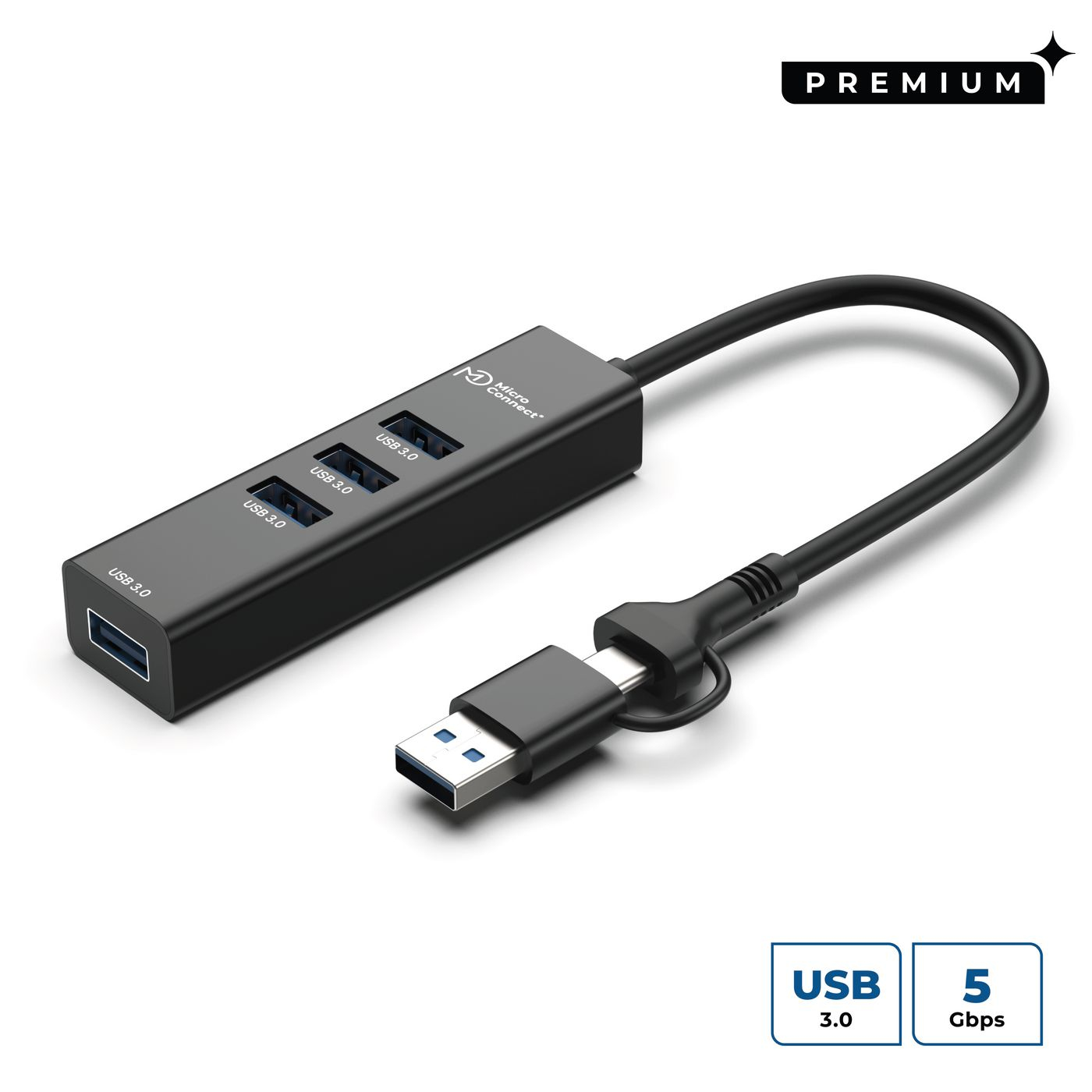 MicroConnect USBHUB4-2IN1 Interface Hubs - Black