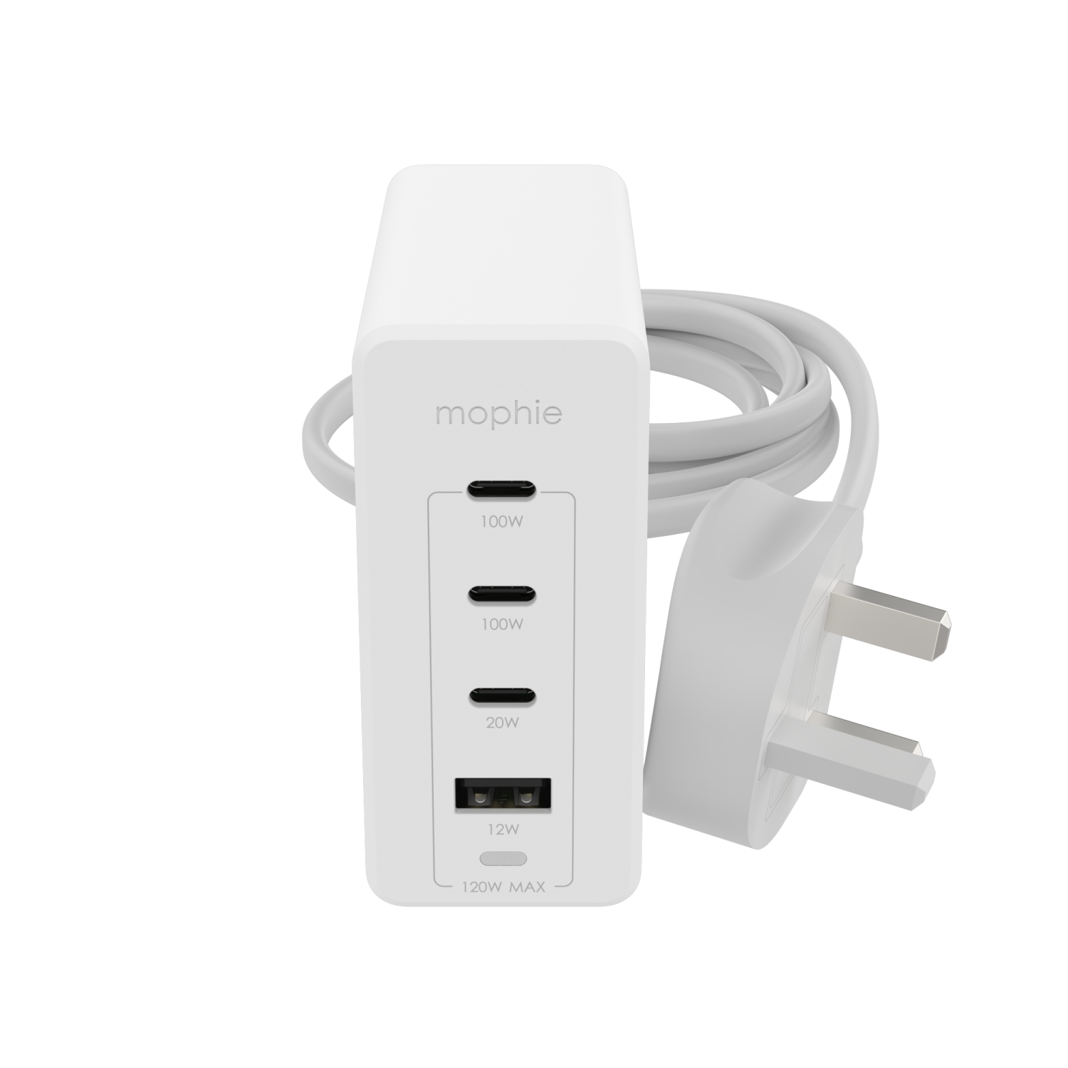Mophie Adapter-USB-C-PD-HUB-120W-GAN-White-UK Mobile Device Chargers - White