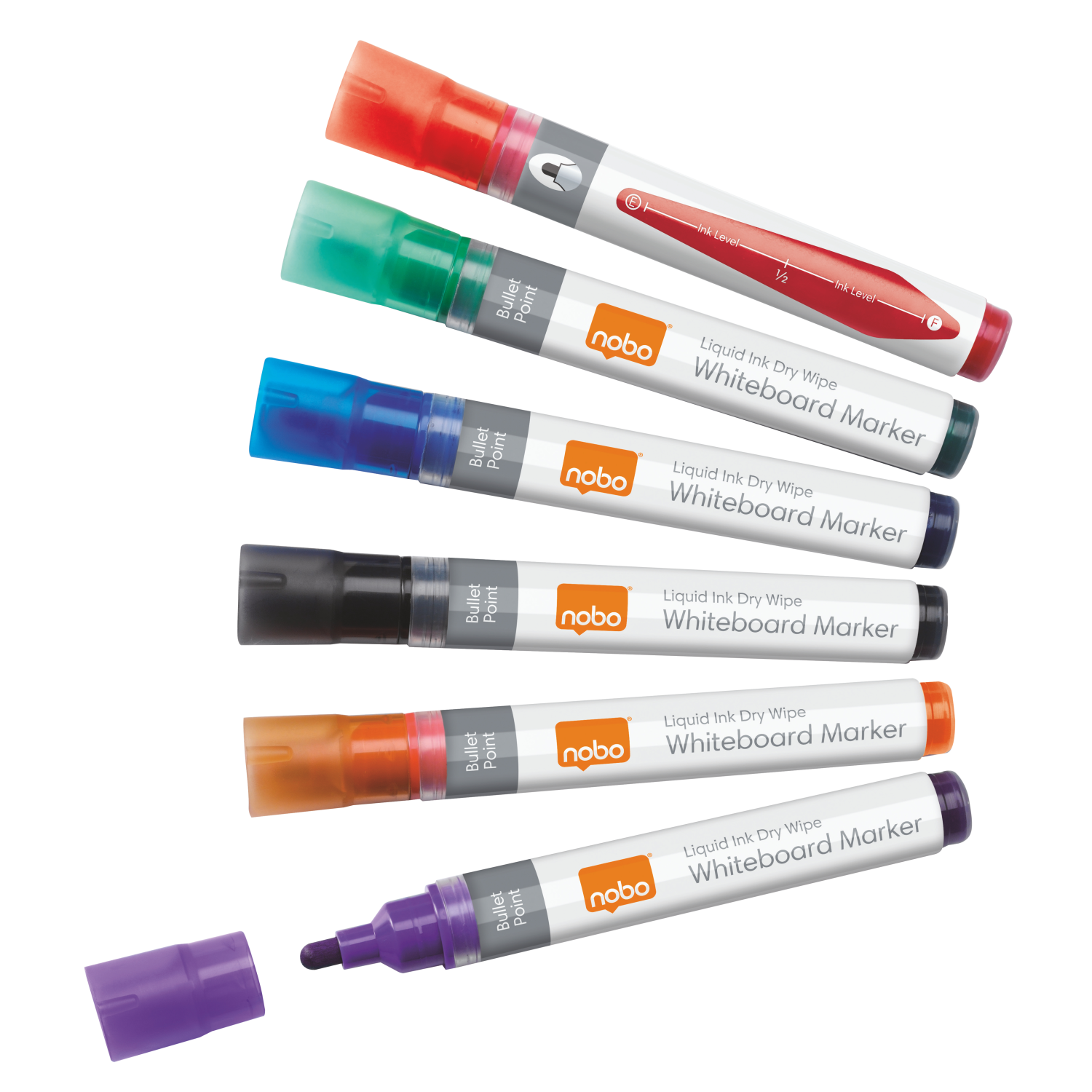 Nobo Liquid Ink Drywipe Markers Assorted Blister (6)
