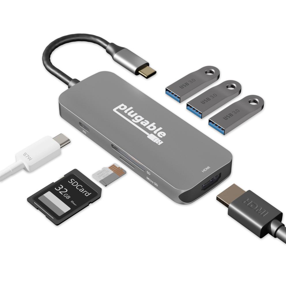 PLUGABLE TECHNOLOGIES 7-in-1 Laptop Docks & Port Replicators - Black
