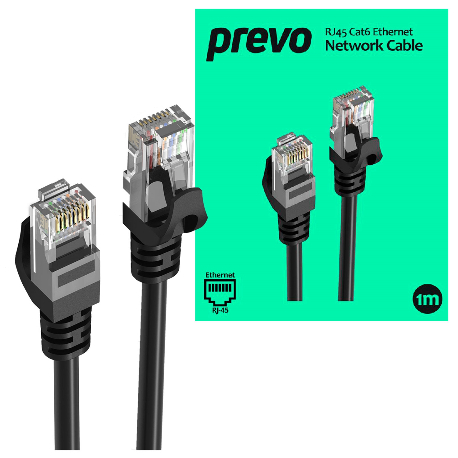 Prevo CAT6-BLK-1M Networking Cables - Black