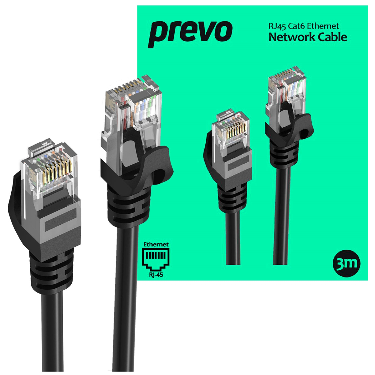 Prevo CAT6-BLK-3M Networking Cables - Black