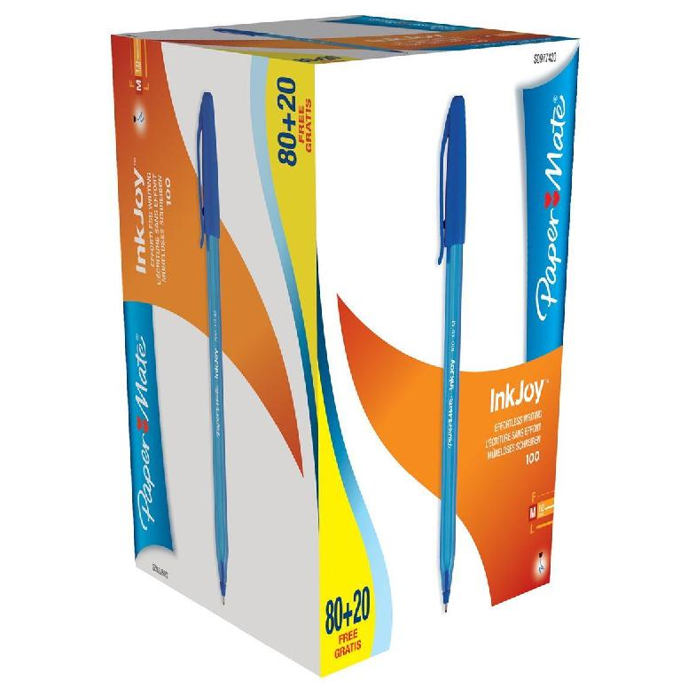 Papermate Inkjoy 100 Blue Stick ballpoint pen Medium 100 pc(s)