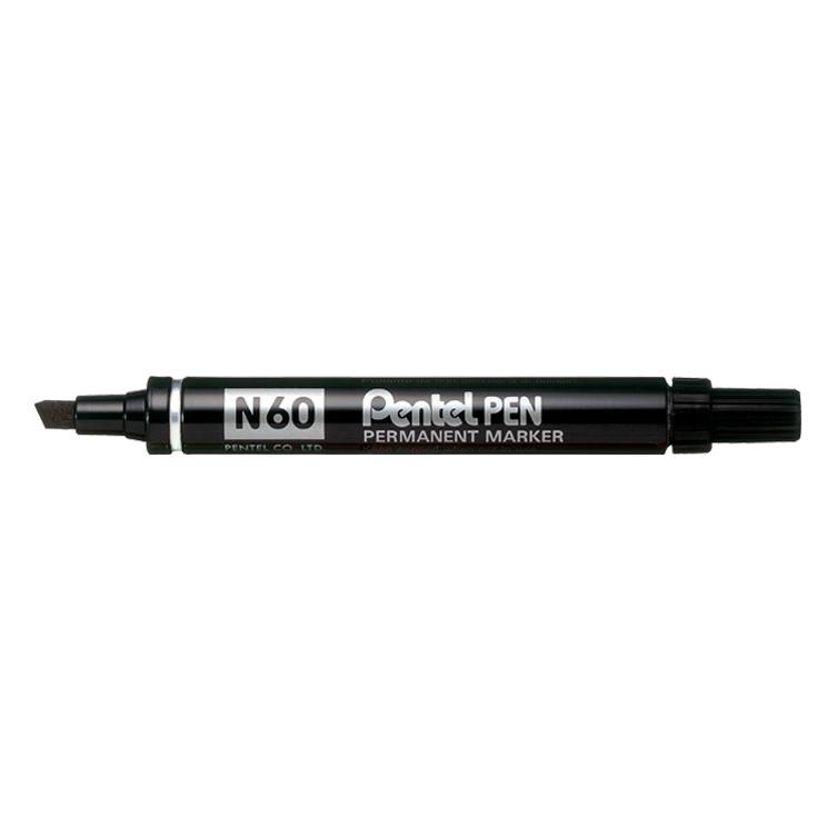Pentel N 60 permanent marker Chisel tip Black 12 pc(s)