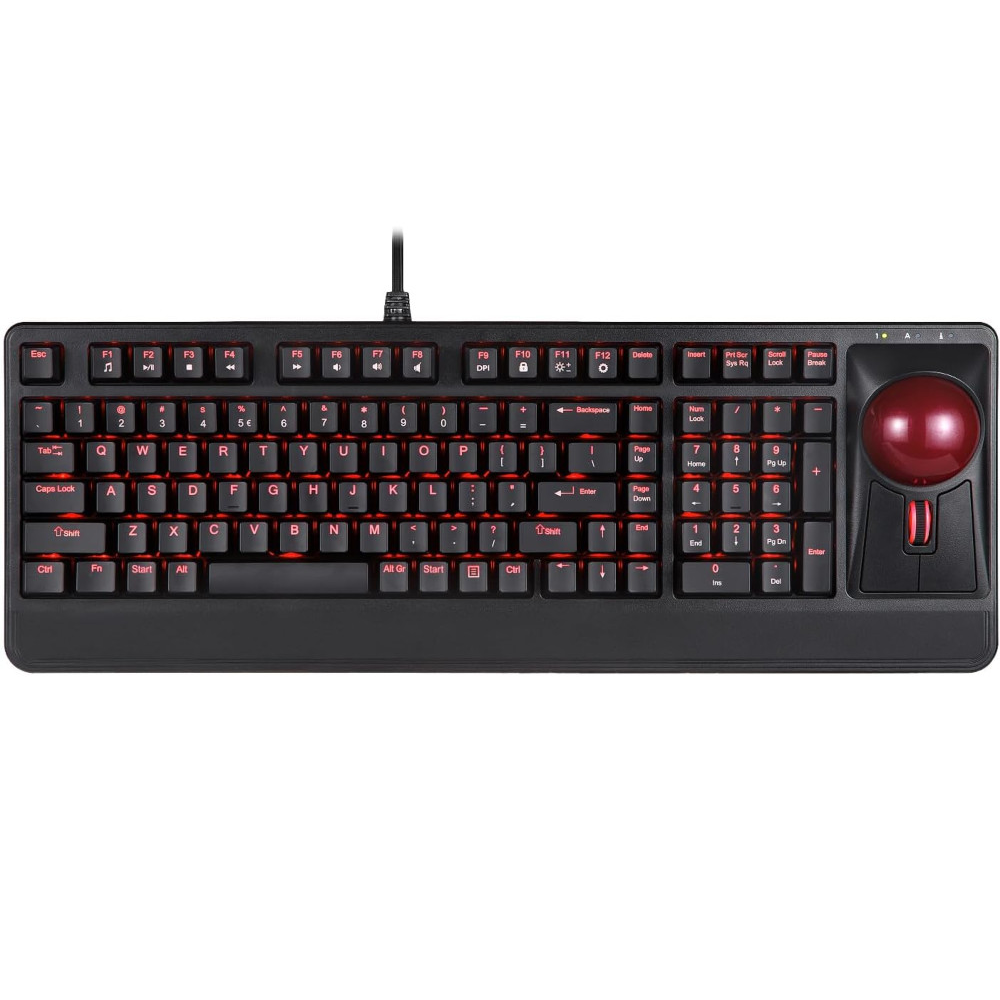 Perixx USA Rack Layout RGB Hub Keyboard with Large Trackball 55mm and Scroll