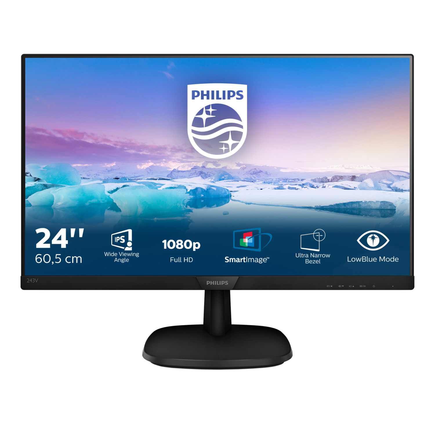 Philips 243V7QJABF Computer Monitors - 23.8 Inches - Black
