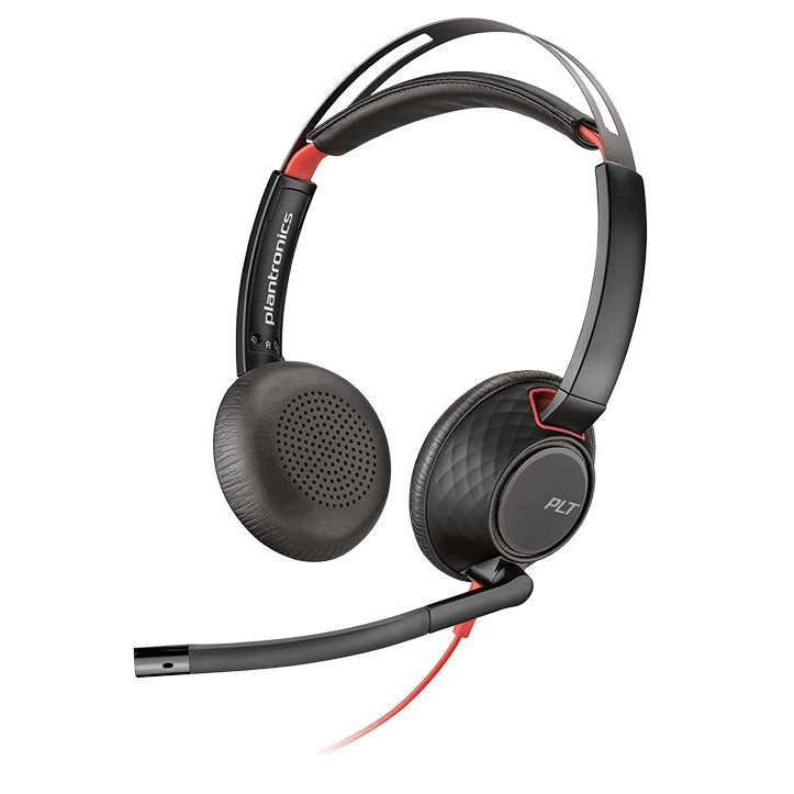 POLY Blackwire 5220 Headset Wired Head-band Calls/Music USB Type-A Black, Red
