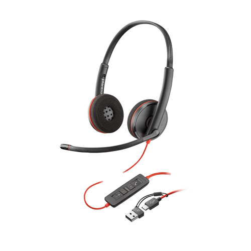 POLY Blackwire 3220 Stereo USB-C Headset +USB-C/A Adapter (Bulk)