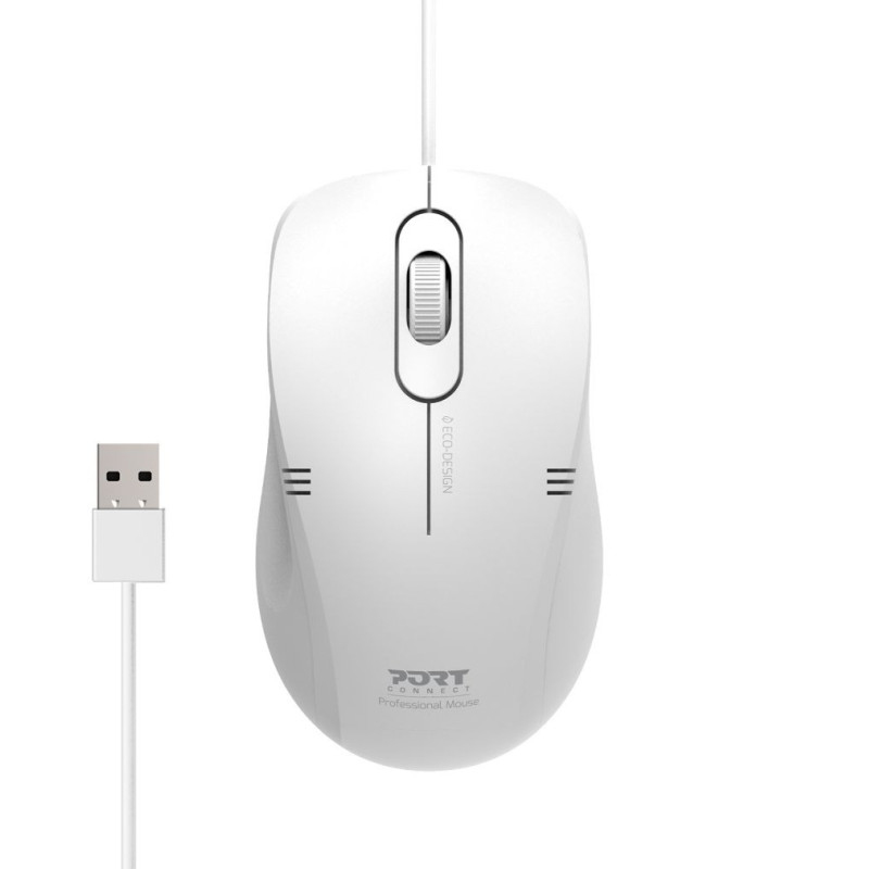 Port Designs (New) Port Design - White  MOUSE PRO LITE USB-A WIRED