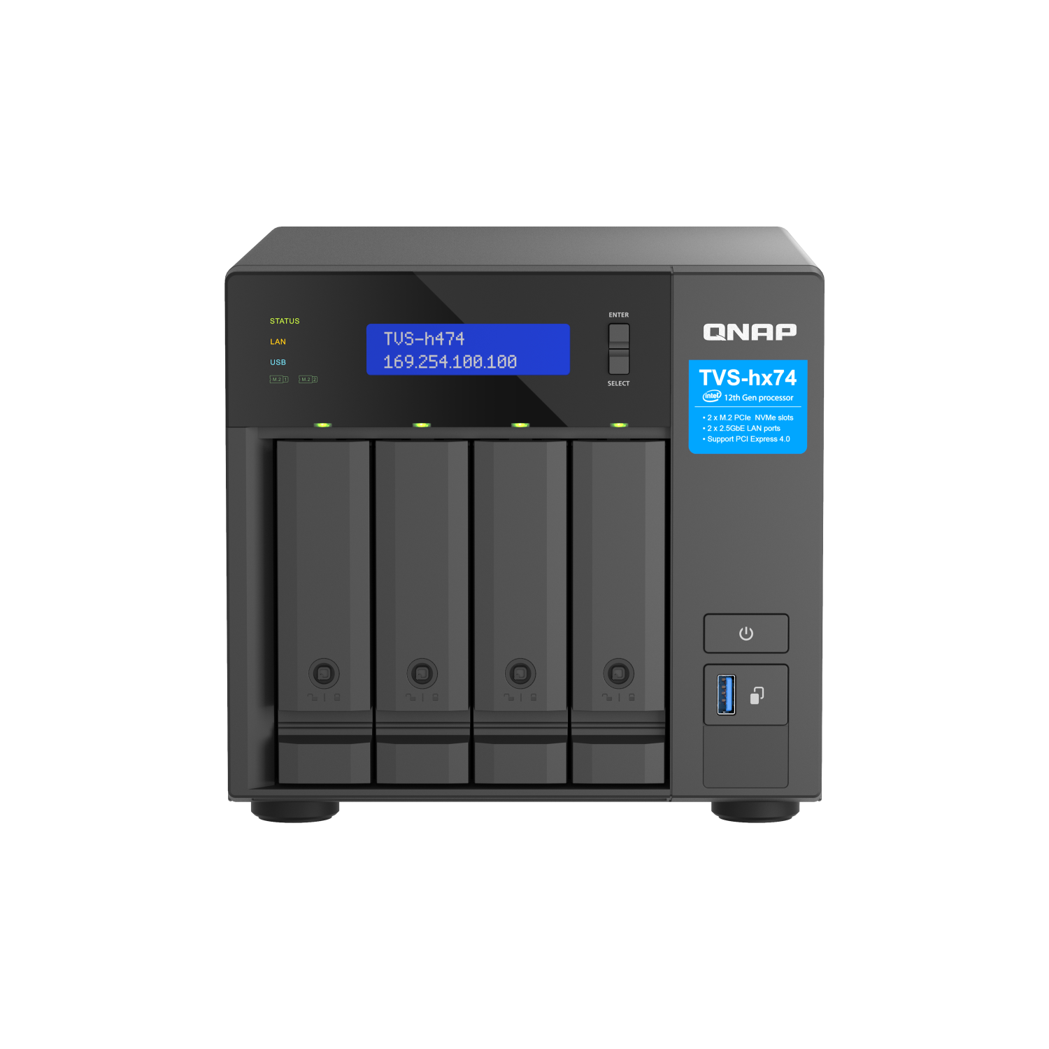 QNAP TVS-H474 NAS & Storage Servers - 8GB - Black