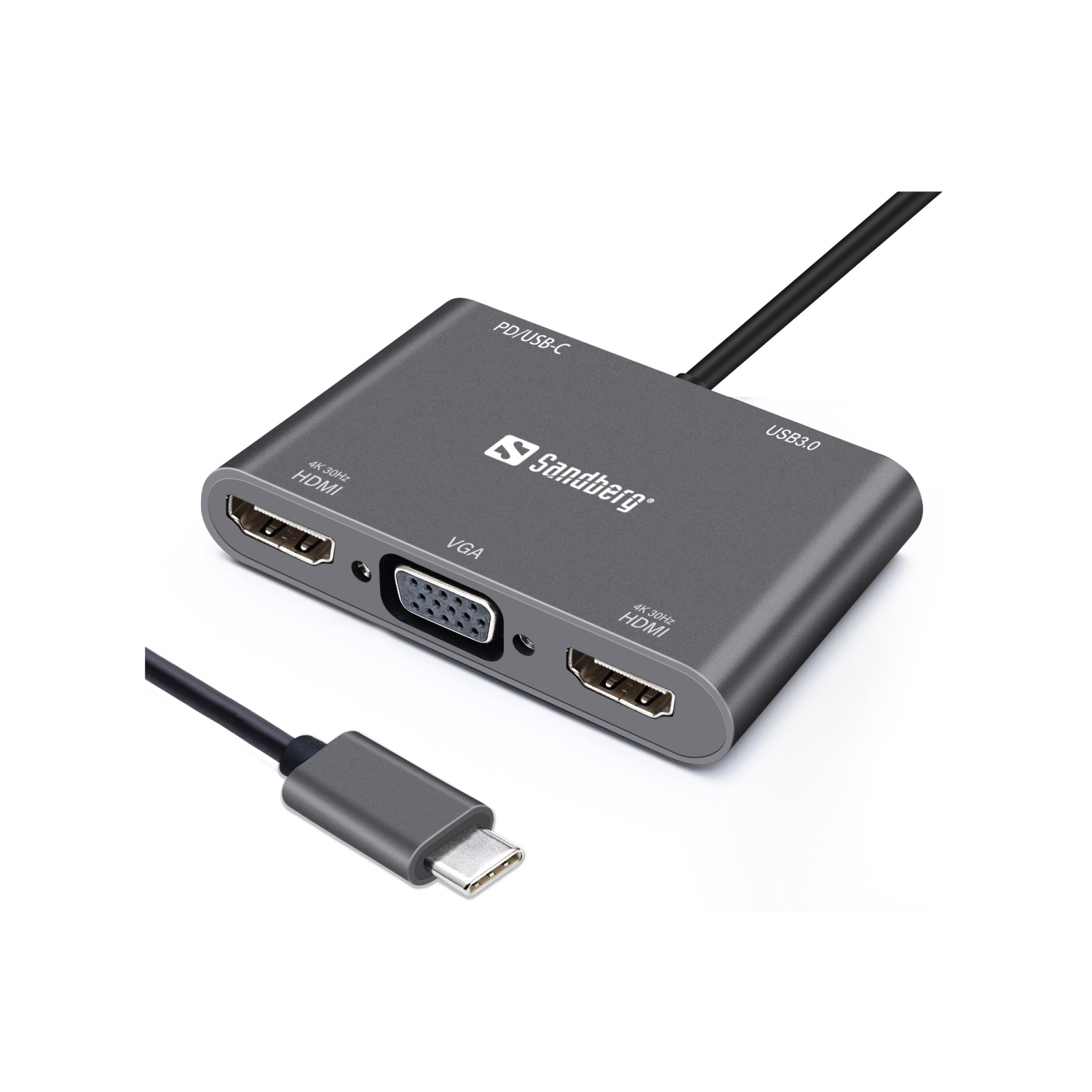 Sandberg USB-C Dock 2xHDMI+1xVGA+USB+PD
