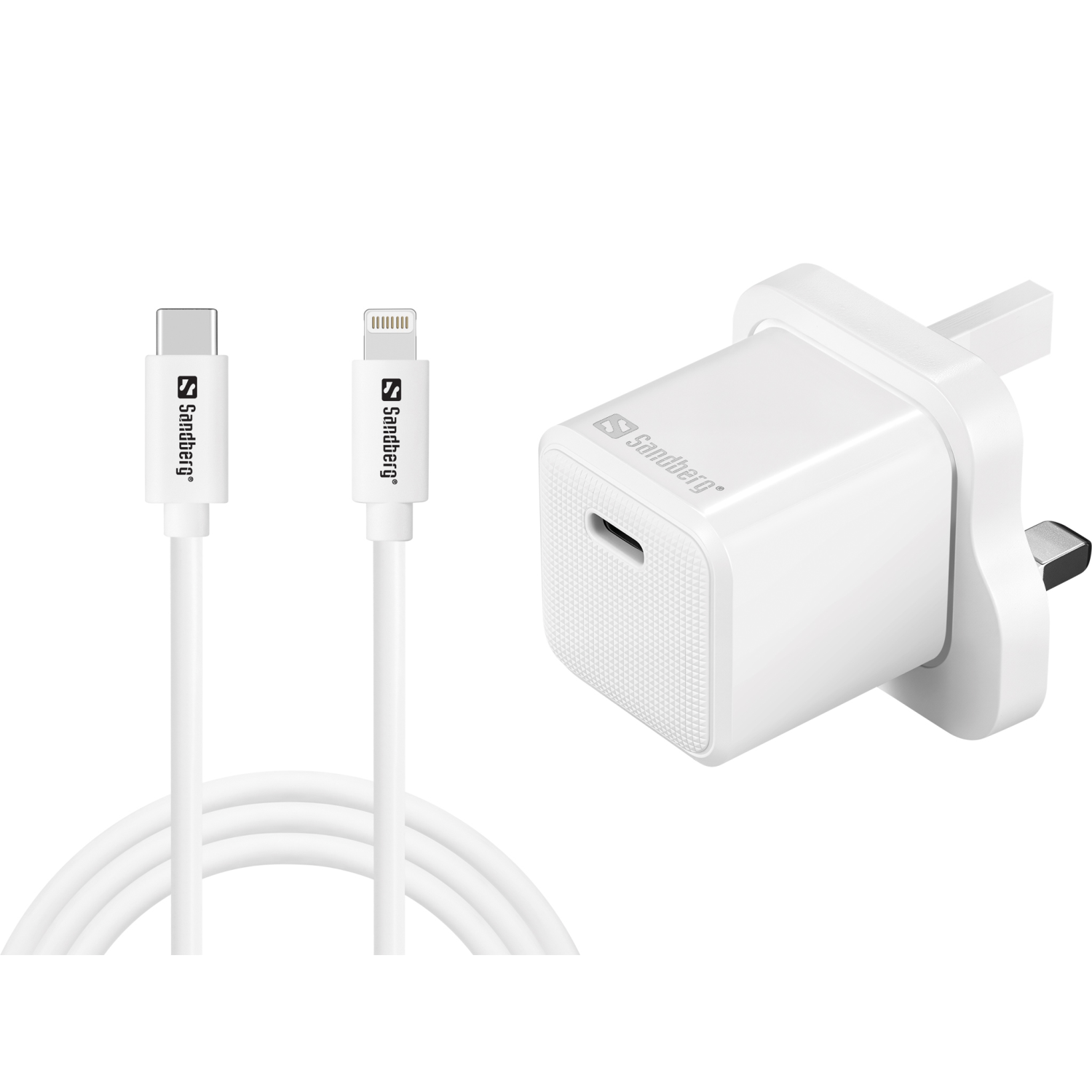 Sandberg USB-C AC 20W Charger UK + Lightning 1M