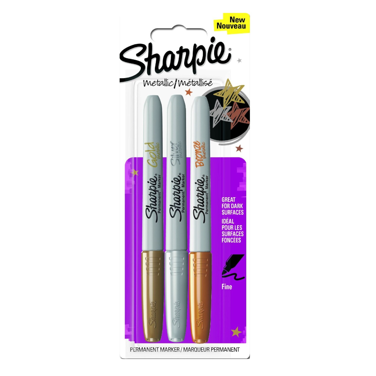 Sharpie 1986006 marker 3 pc(s) Fine tip Bronze, Gold, Silver