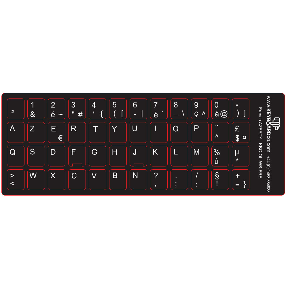 ShortBoard French Keyboard Overlay Sticker Set White Legends