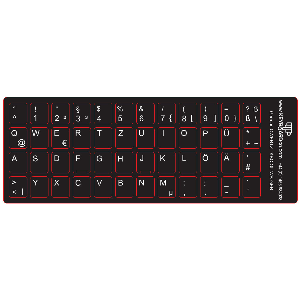 ShortBoard German Keyboard Overlay Sticker Set White Legends