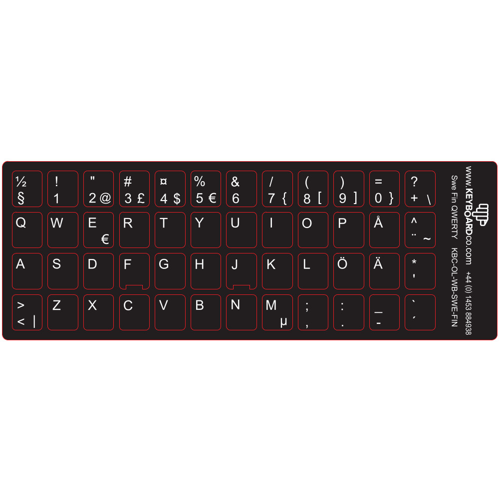 ShortBoard Swedish/Finnish Keyboard Overlay Sticker Set White Legends