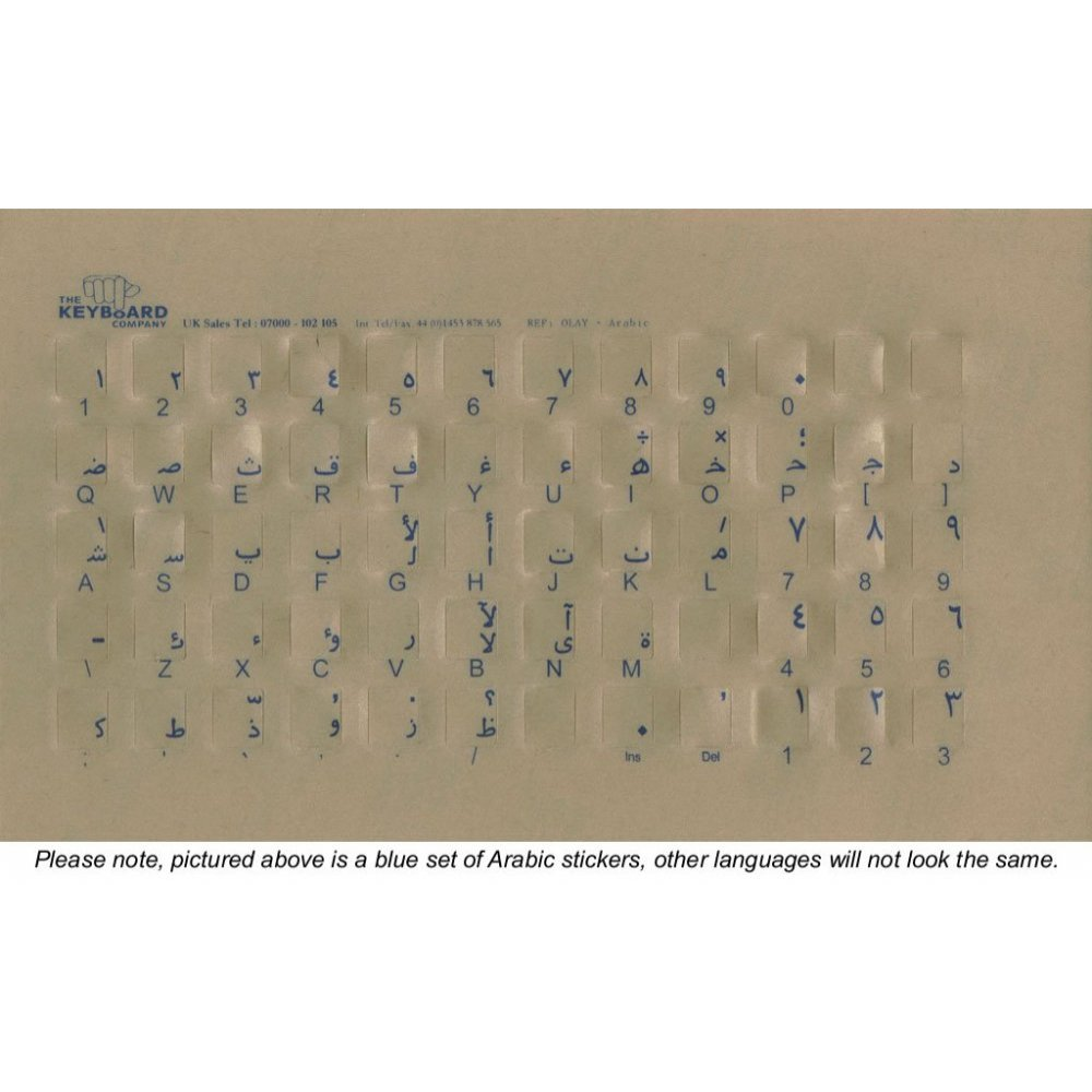 ShortBoard Transparent keyboard overlay sticker set, blue Gujarati legends (not ideal for popular UK software)