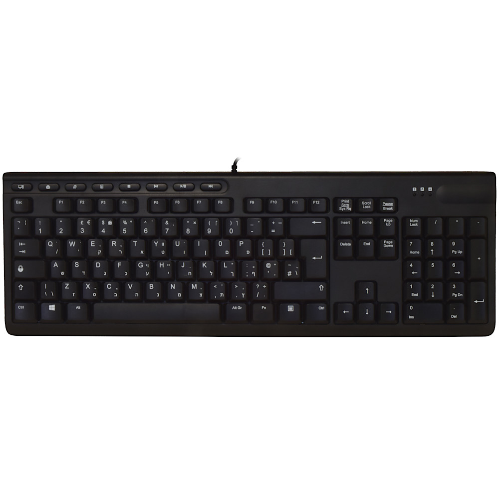 ShortBoard Hebrew/UK Keyboard Black