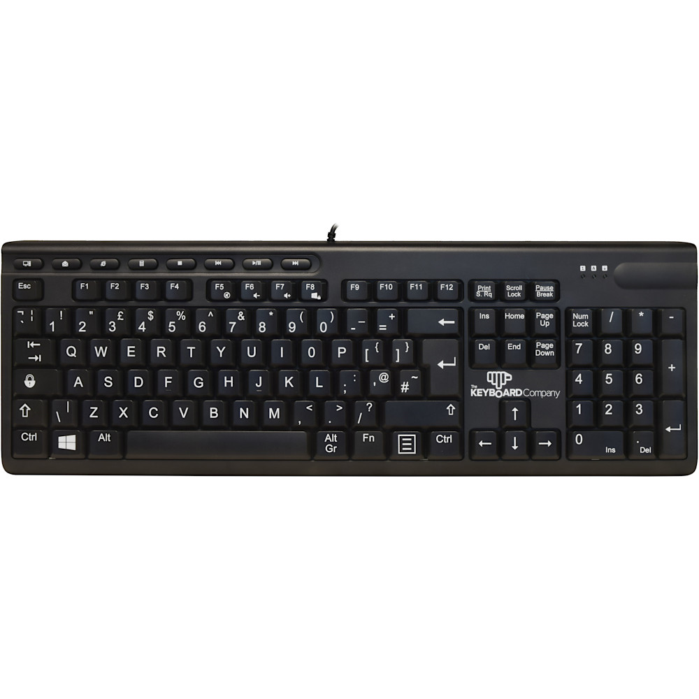 ShortBoard High Contrast Large Legend Keyboard White on Black