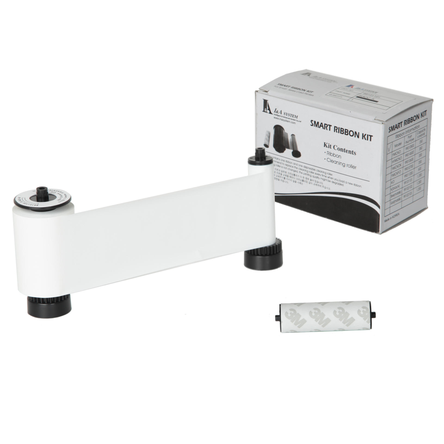 Smart 30/50 White Mono 650663 Printer Ribbon with Cleaning Roller - 1200 Prints