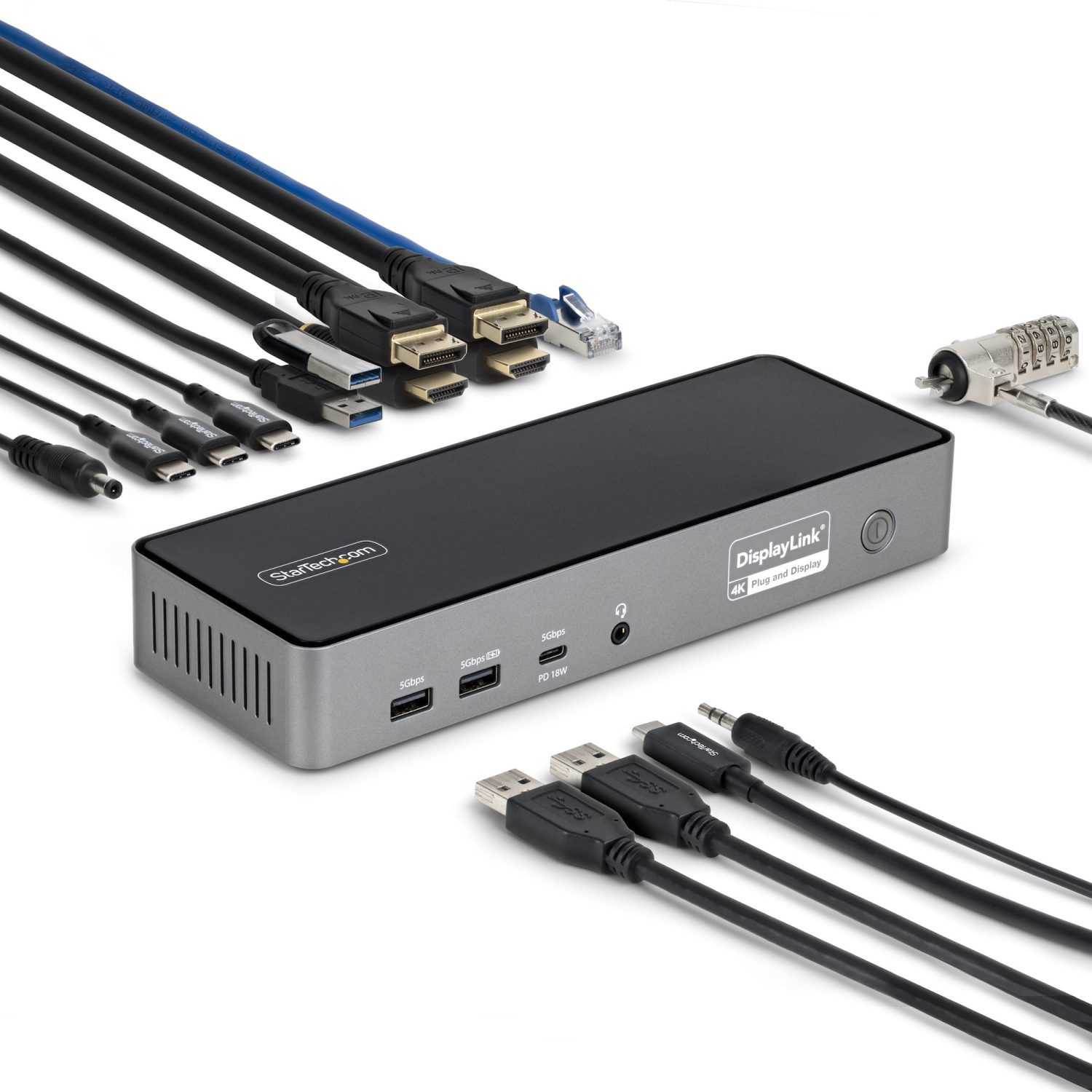 StarTech.com 140W Laptop Docks & Port Replicators - Grey
