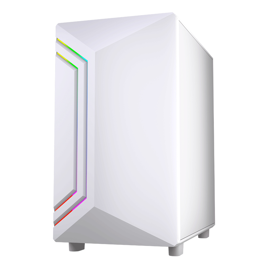 VIDA Apollo M White ARGB Gaming Case w/ Glass Window, Micro ATX, Rear ARGB Infinity Fan, Front LED Strips