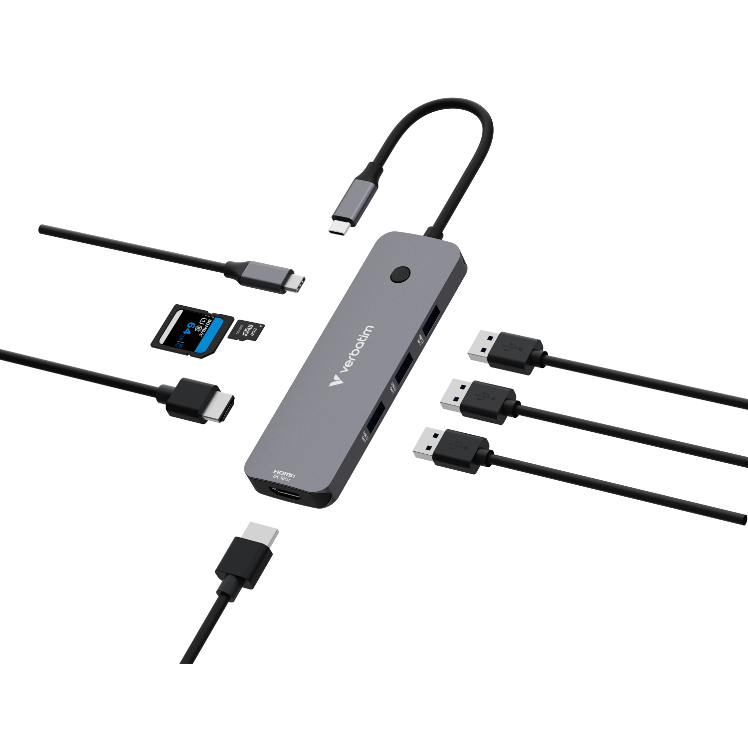 Verbatim CMH-08 Interface Hubs - Silver