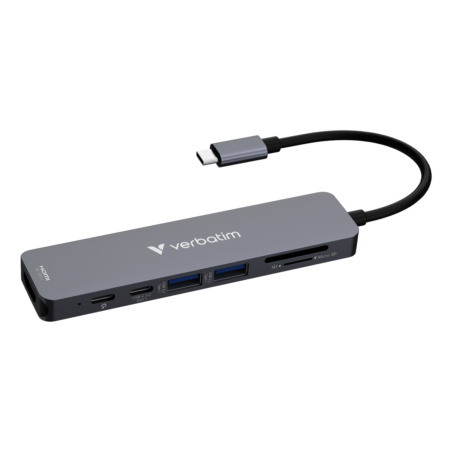Verbatim USB-C Essentials Multiport Hub 7 ports: HDMI, USB-C, USB-C 3.2 Gen 1, 2 x USB-A 3.2 Gen 1, SD & microSD