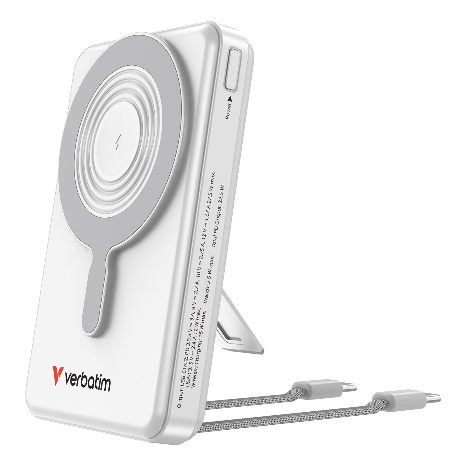 Verbatim Charge'n'Go 2C & Display Power Bank 10000 mAh Silver