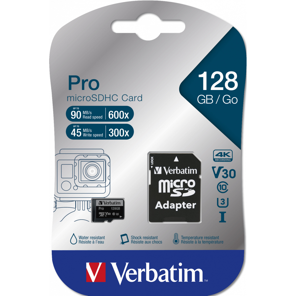 Verbatim Pro 128 GB MicroSDXC UHS-I Class 10