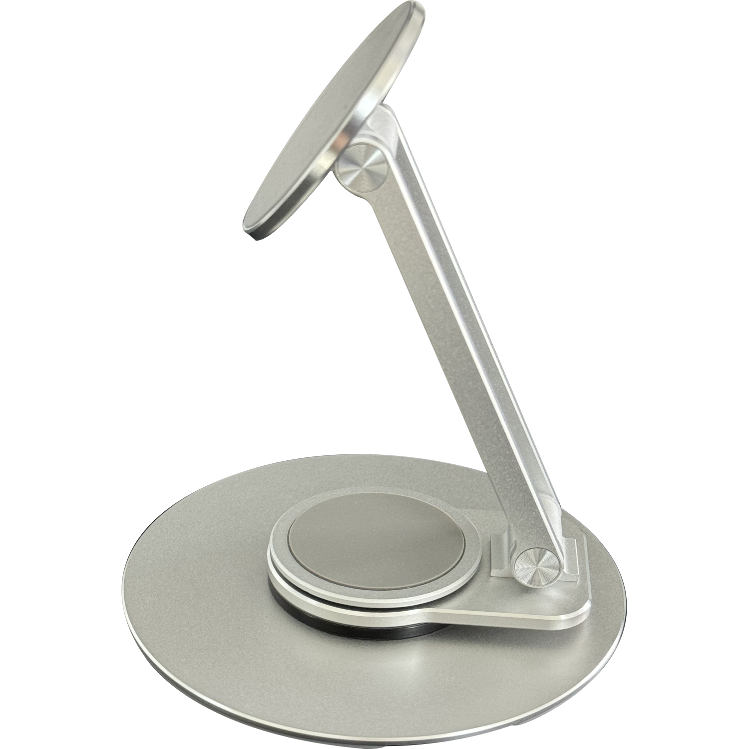 Vision turntable phone stand - LIFETIME WARRANTY - MagSafe magnet holds phone in place - adhesive magnet ring included for Andriod phones - turns to landscape or portrait - maximum height of mount 150 mm - set phone on any angle - anodized CNC Aluminium a