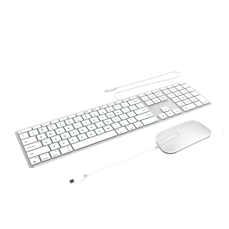 ZAGG Wired USB-C Keyboard (UK) & Mouse Combo (Silver) Bundle Designed for Apple