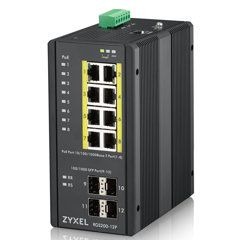 Zyxel RGS200-12P Network Switches - Black