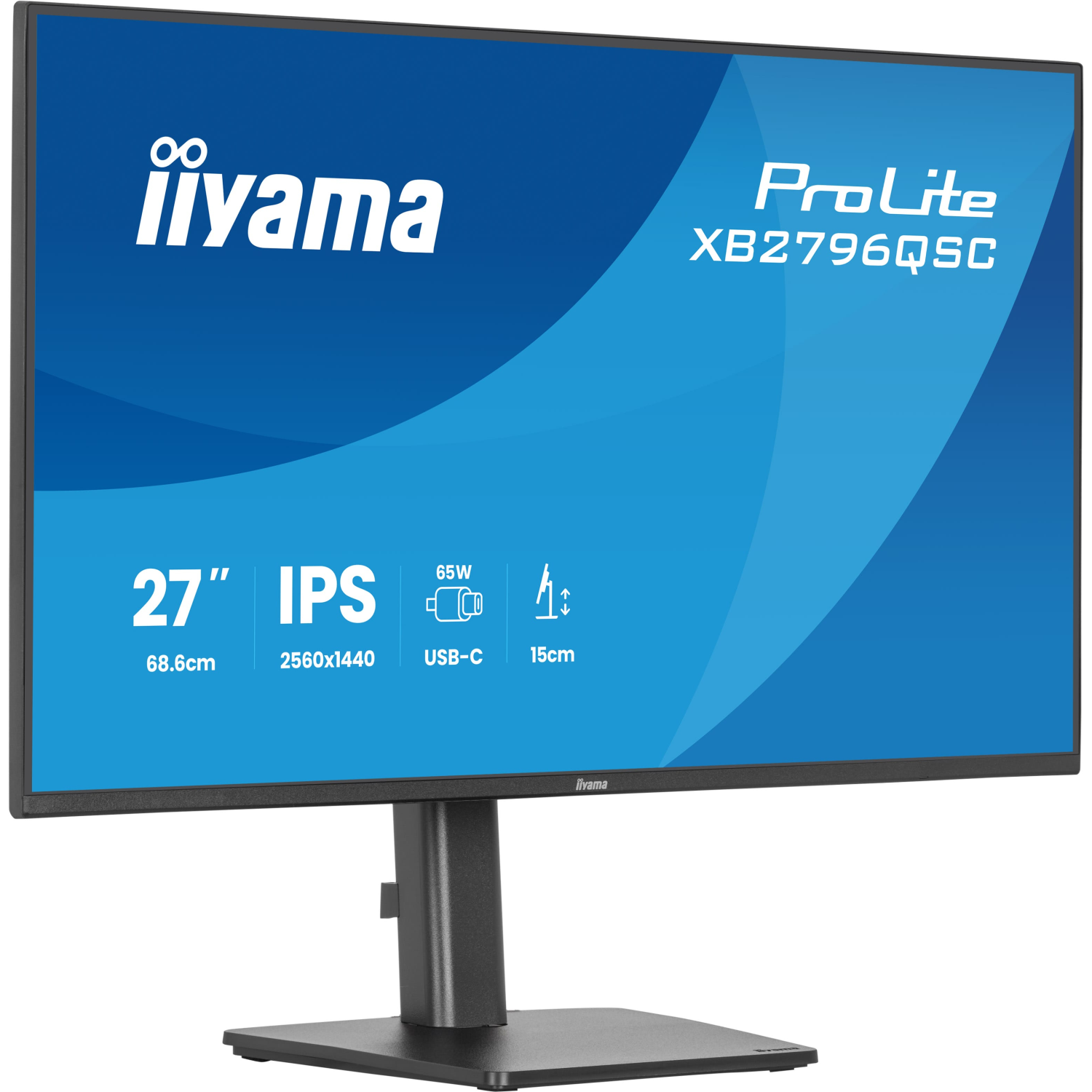 iiyama ProLite 27” QHD IPS monitor with USB-C (65W) and ergonomic stand